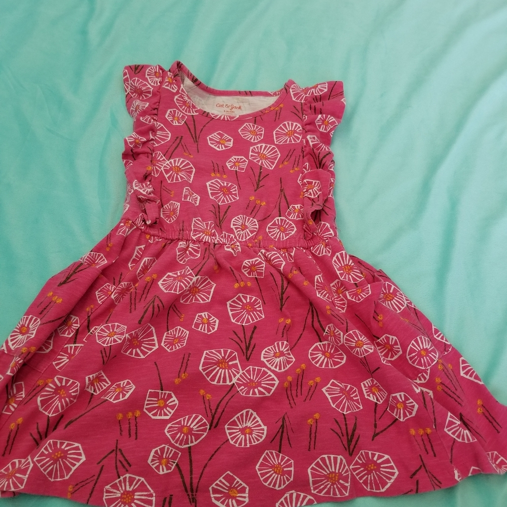 Pink Shell Pattern Knit Dress with Cargo Pockets